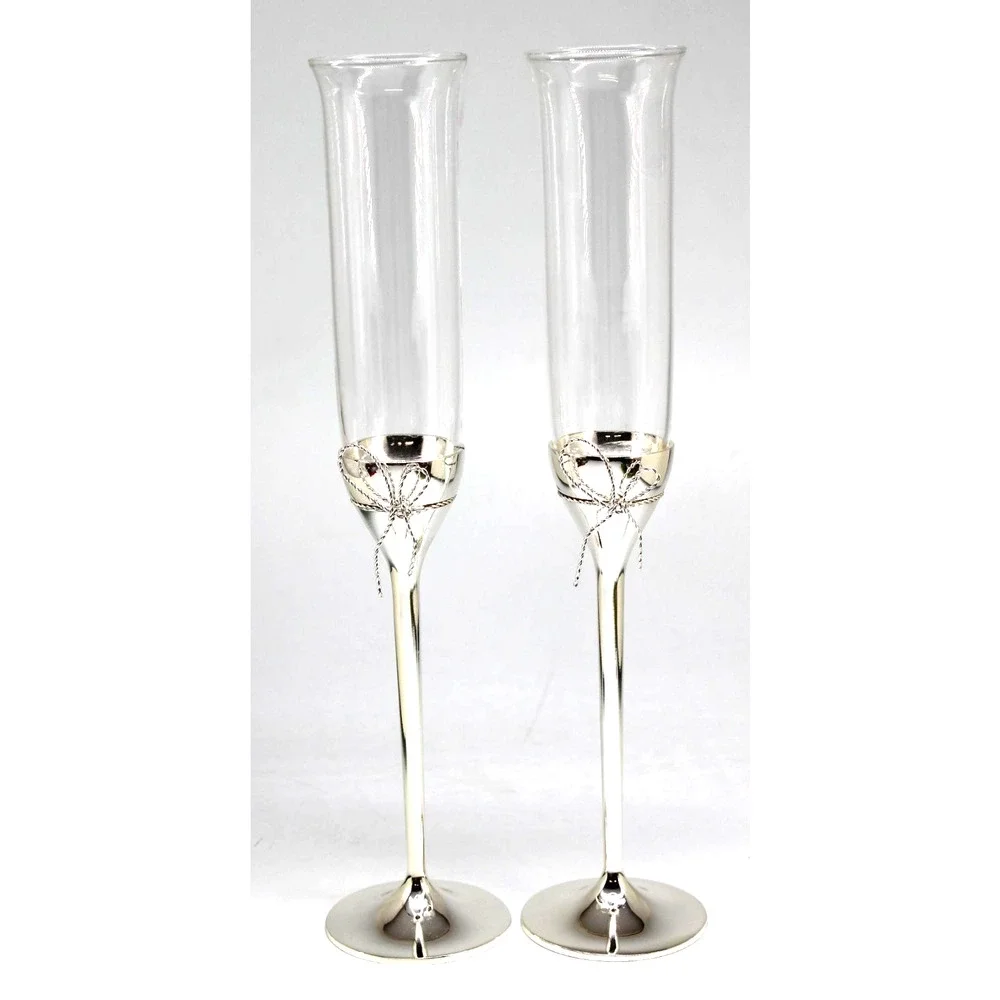 Wedding Anniversary Vera Wang Love Knots Champaign Flutes Bow Silvertone In Box